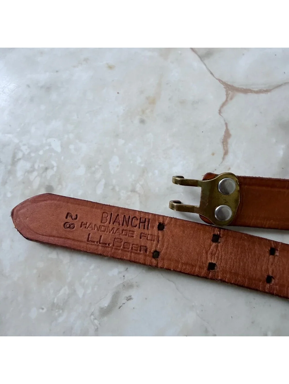 Vintage Bianchi Handmade For L.L. Bean Leather Rifle Sling Belt - Size 28